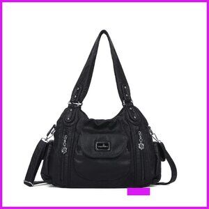 Large Hobo Tote Shoulder Bag Faux Leather Multipocket Satchel Purse Chic